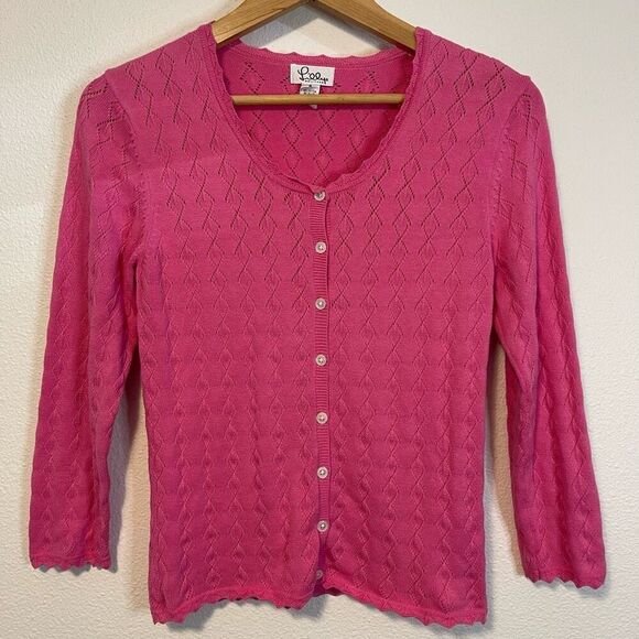 Vintage Lilly Pulitzer Pink Cardigan Size Medium - Picture 1 of 6